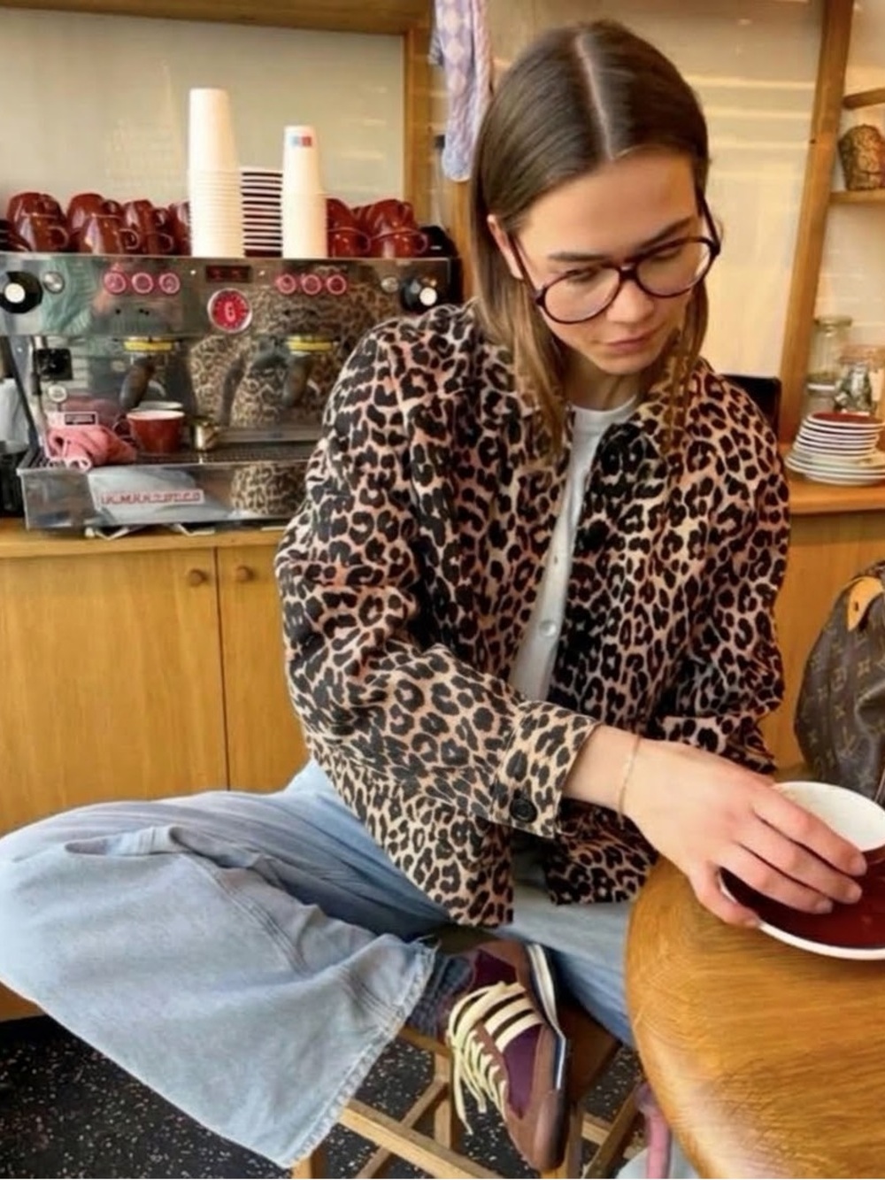 H&M Leopard Print Cropped Cotton Jacket Button Front XS